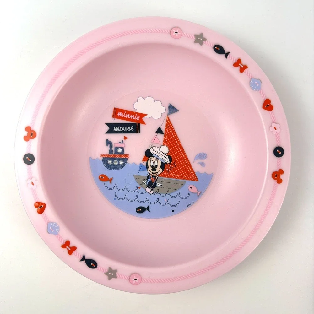 Disney Mickey Minnie Mouse Ahoy Deep Baby Feeding Bowls Blue Pink Nautical Light